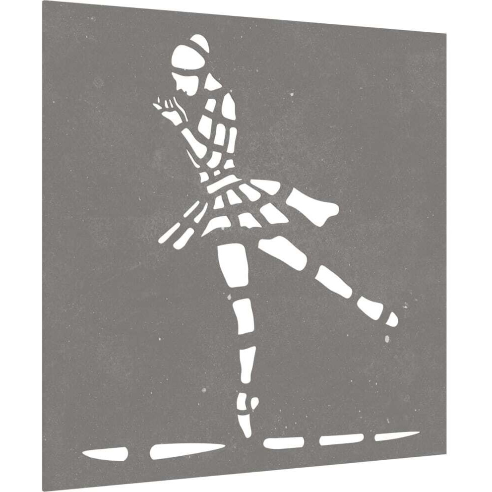 vidaXL Patio Wall Decoration 21.7&quotx21.7" Corten Steel Ballet Dancer Design