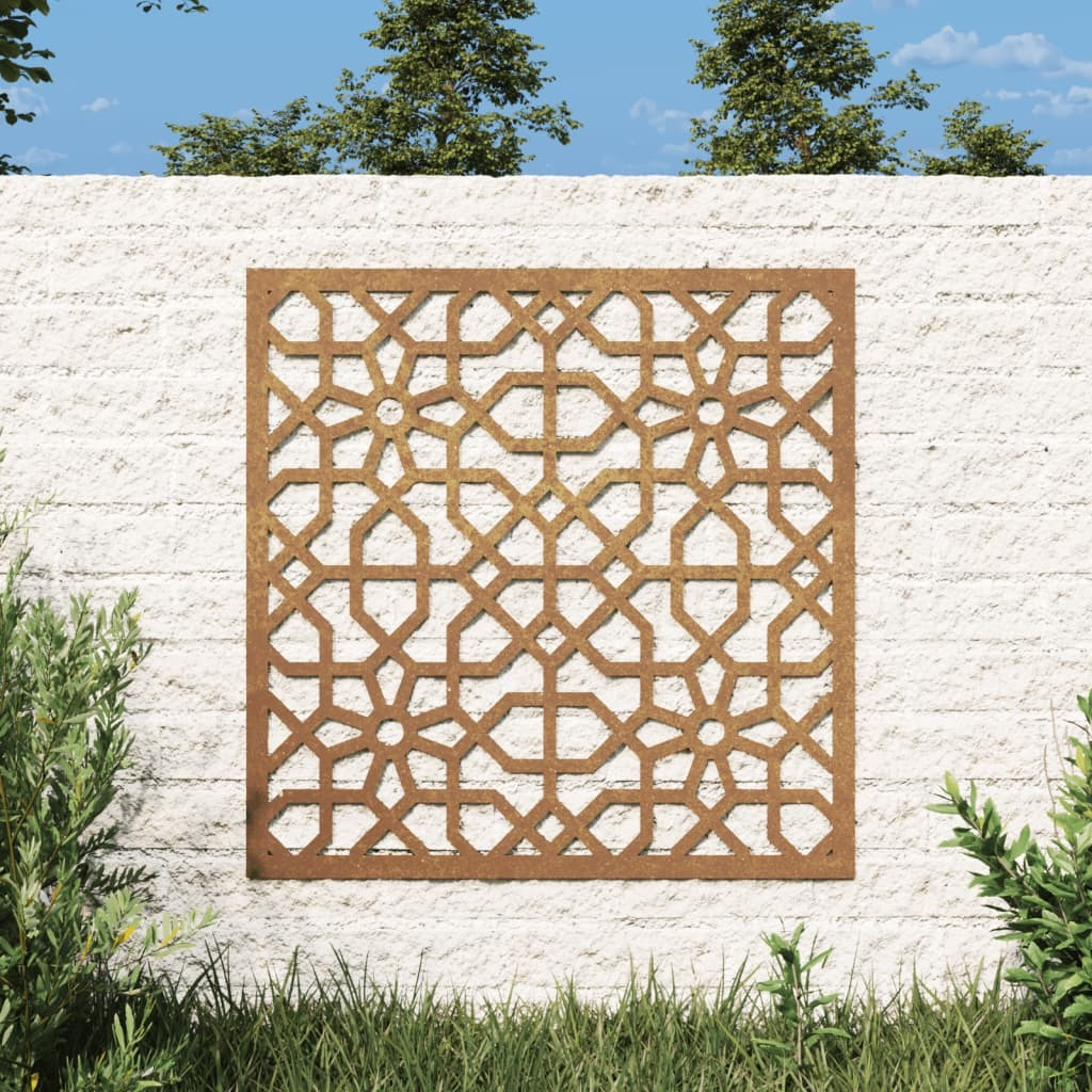 vidaXL Patio Wall Decoration 21.7&quotx21.7" Corten Steel Moorish Design
