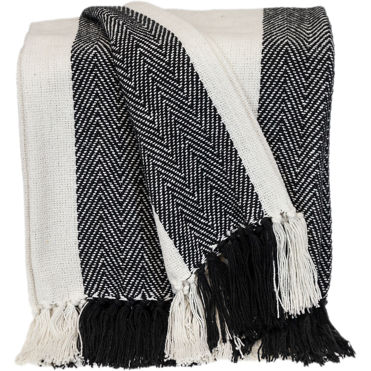 Parkland Collection Transitional Stripe Black Rectangle 60" x 50" Throw