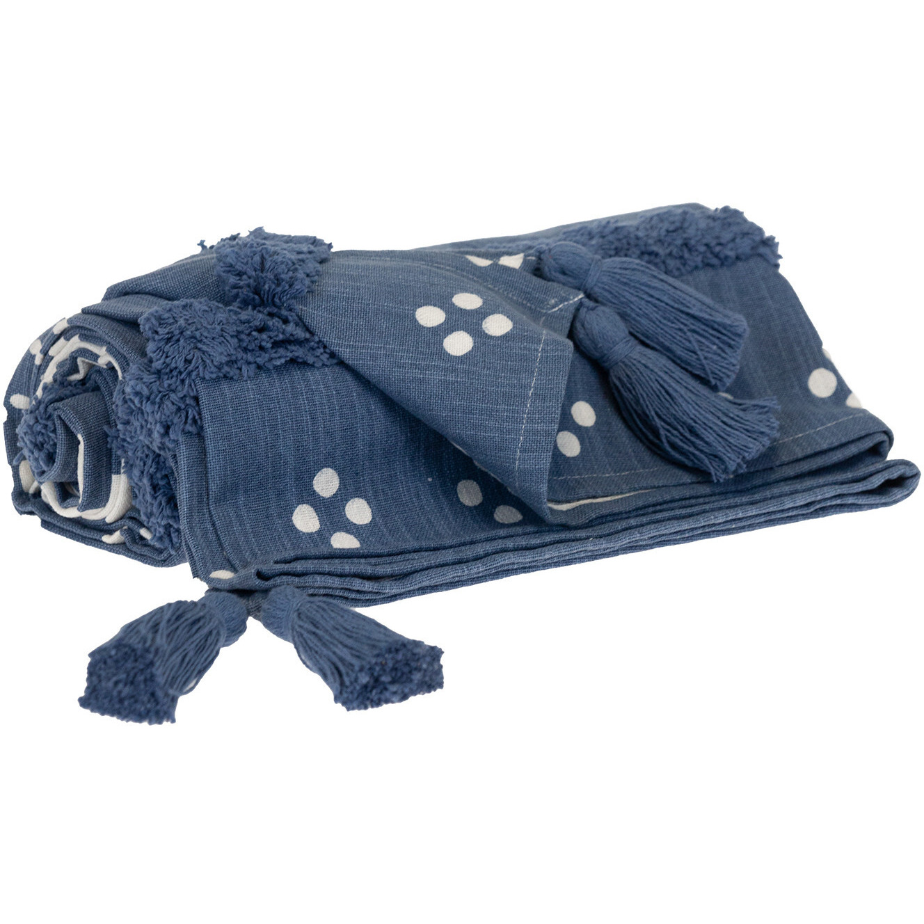 Parkland Collection Transitional Stripes and Dots Blue 50" x 60" Throw