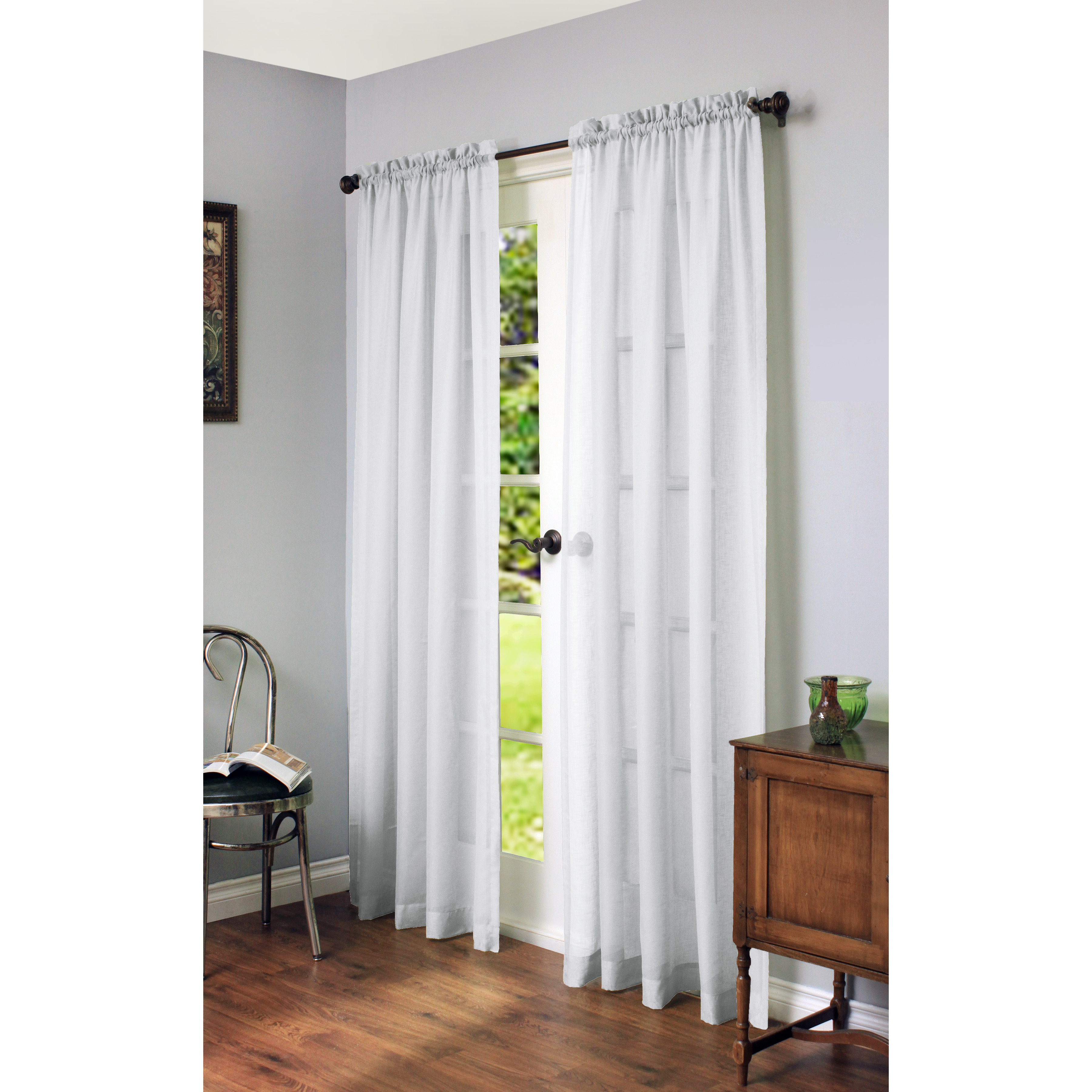 Cote d'Azure Rod Pocket Curtain Panel Window Dressing 56 x 84 in White