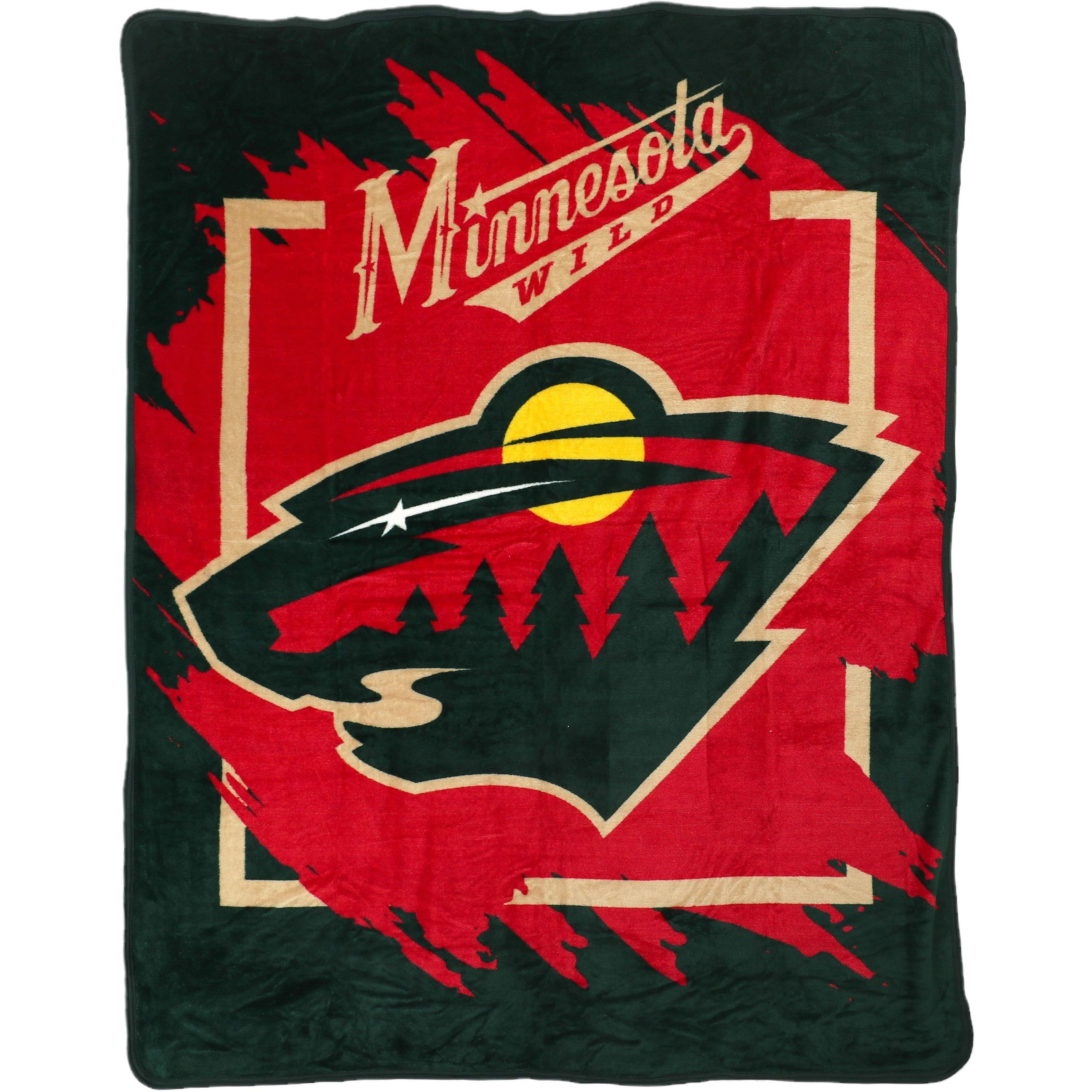 Wild OFFIcIAL NHL Run Micro Raschel Throw Blanket 46 x 60(D0102H94U1V)