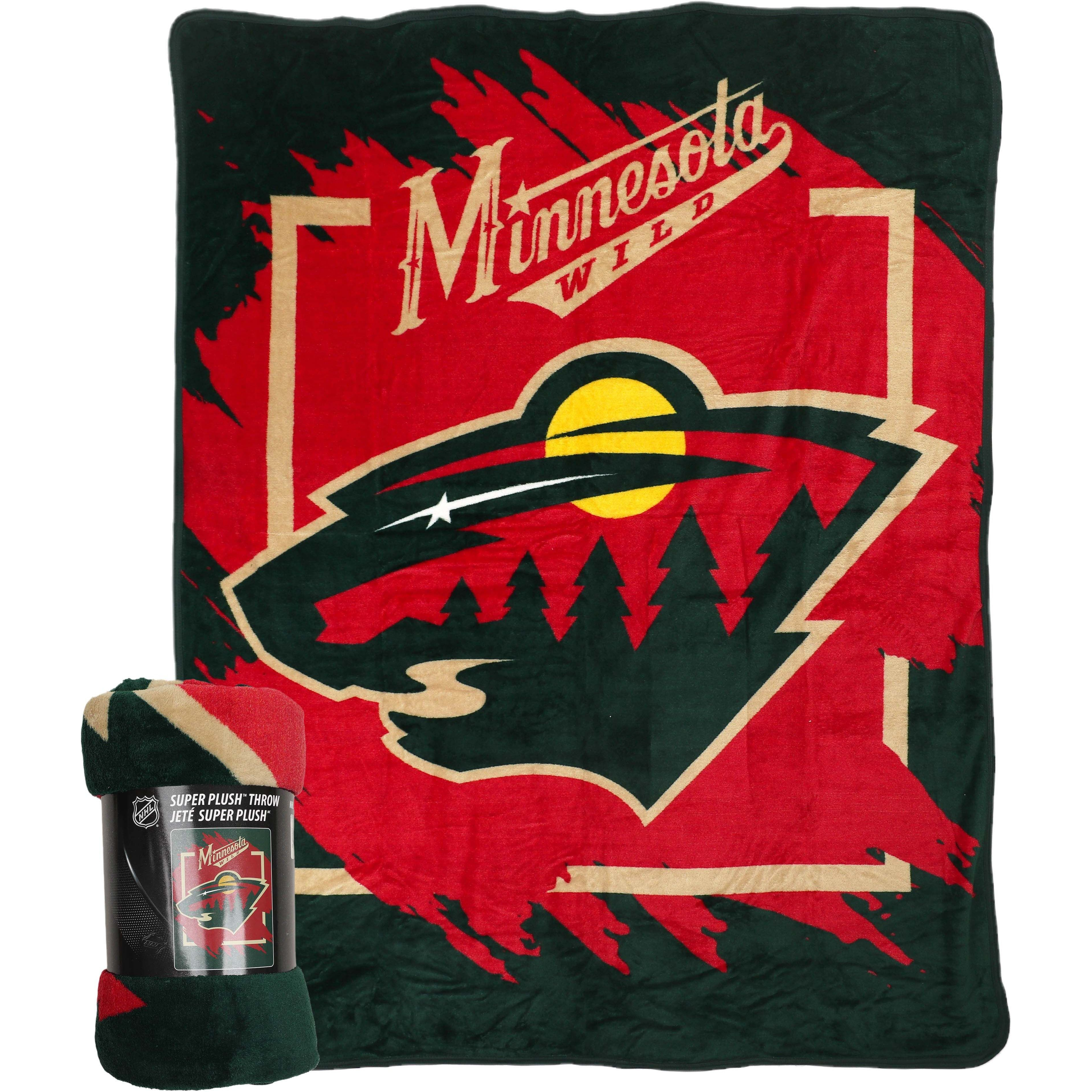 Wild OFFIcIAL NHL Run Micro Raschel Throw Blanket 46 x 60(D0102H94U1V)