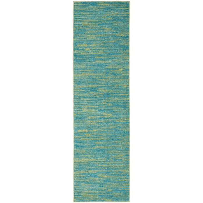 2 X 8 Blue And green Striped Non Skid Indoor Outdoor Runner Rug