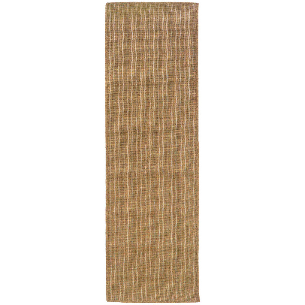 2 X 8 Tan Striped Stain Resistant Indoor Outdoor Area Rug
