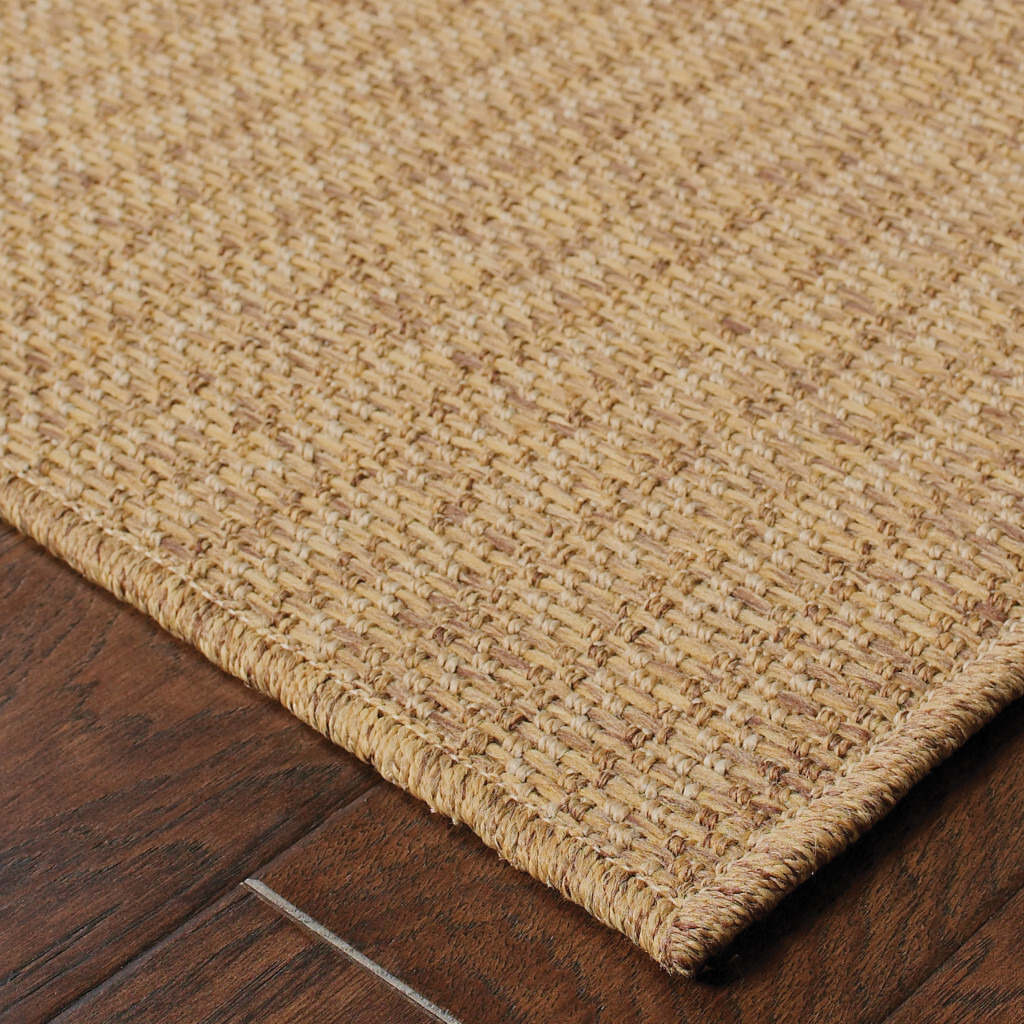 2 X 8 Tan Striped Stain Resistant Indoor Outdoor Area Rug