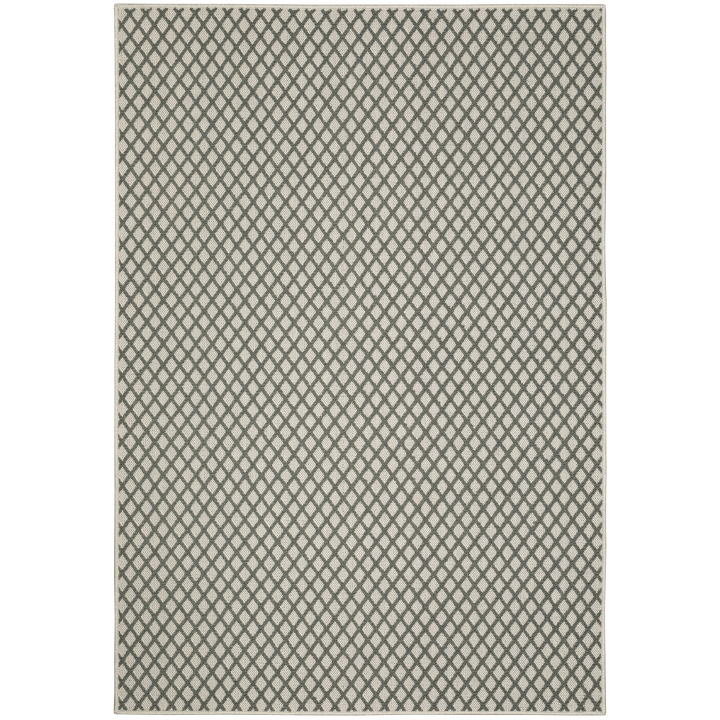 3 X 5 Beige geometric Stain Resistant Indoor Outdoor Area Rug