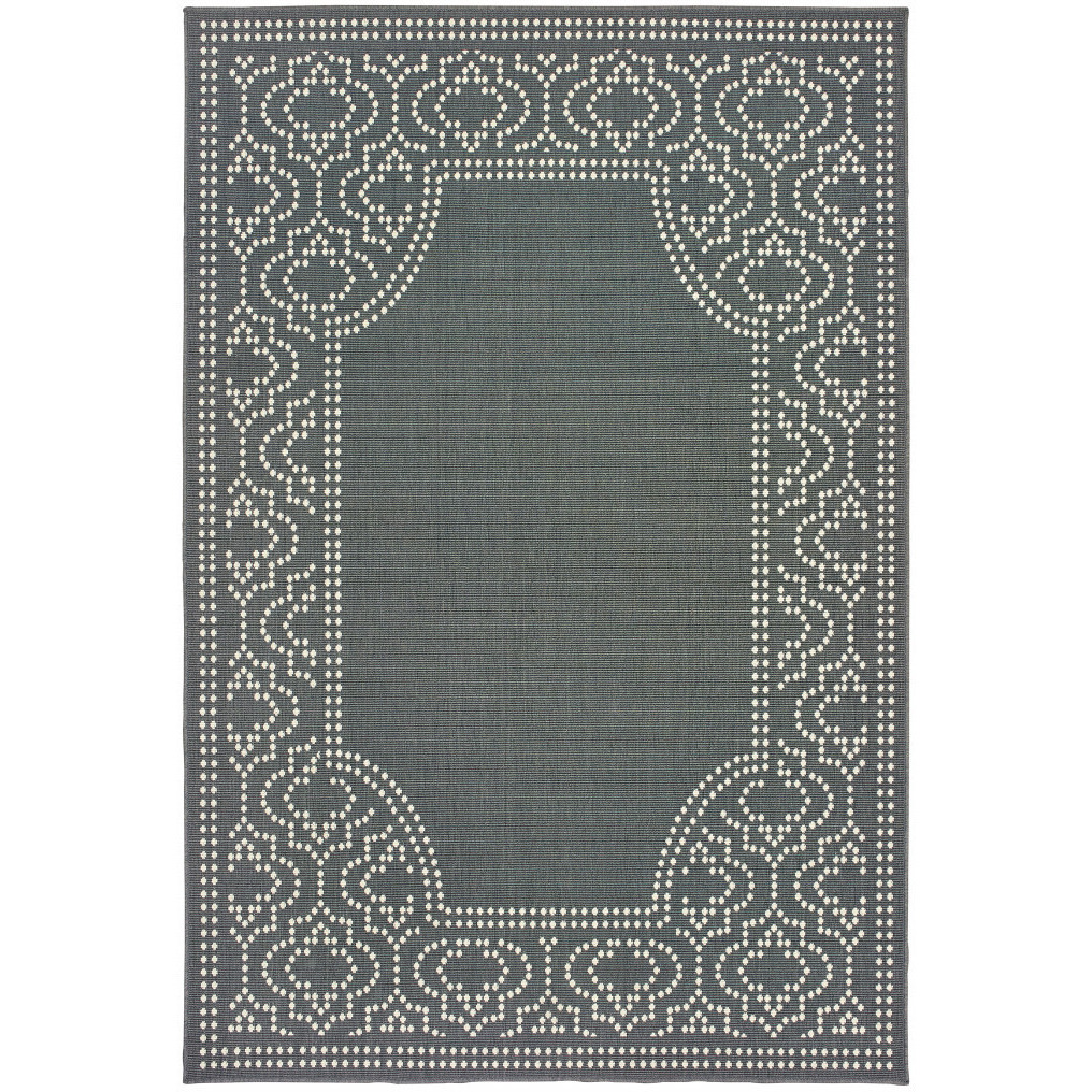 2 X 4 gray and Ivory Stain Resistant Indoor Outdoor Area Rug