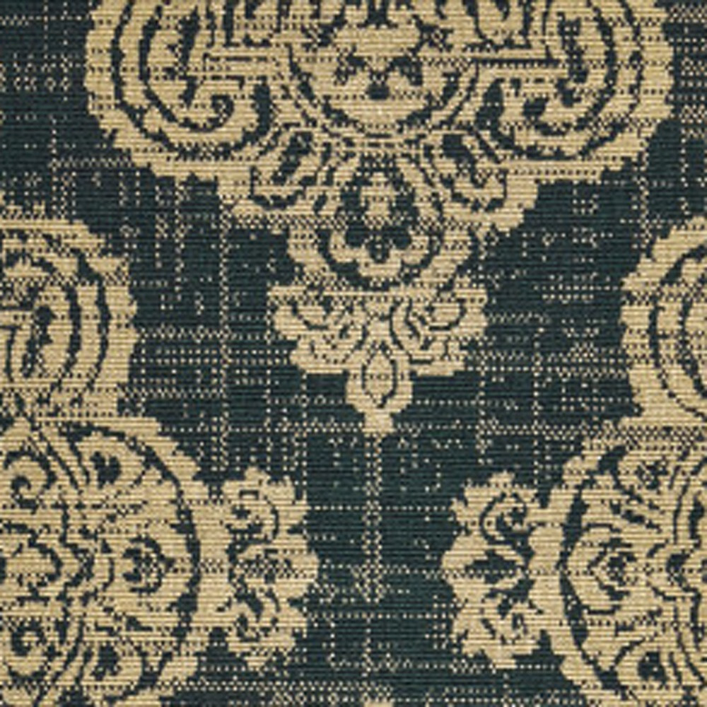 2 X 8 Black and Tan Oriental Stain Resistant Indoor Outdoor Area Rug