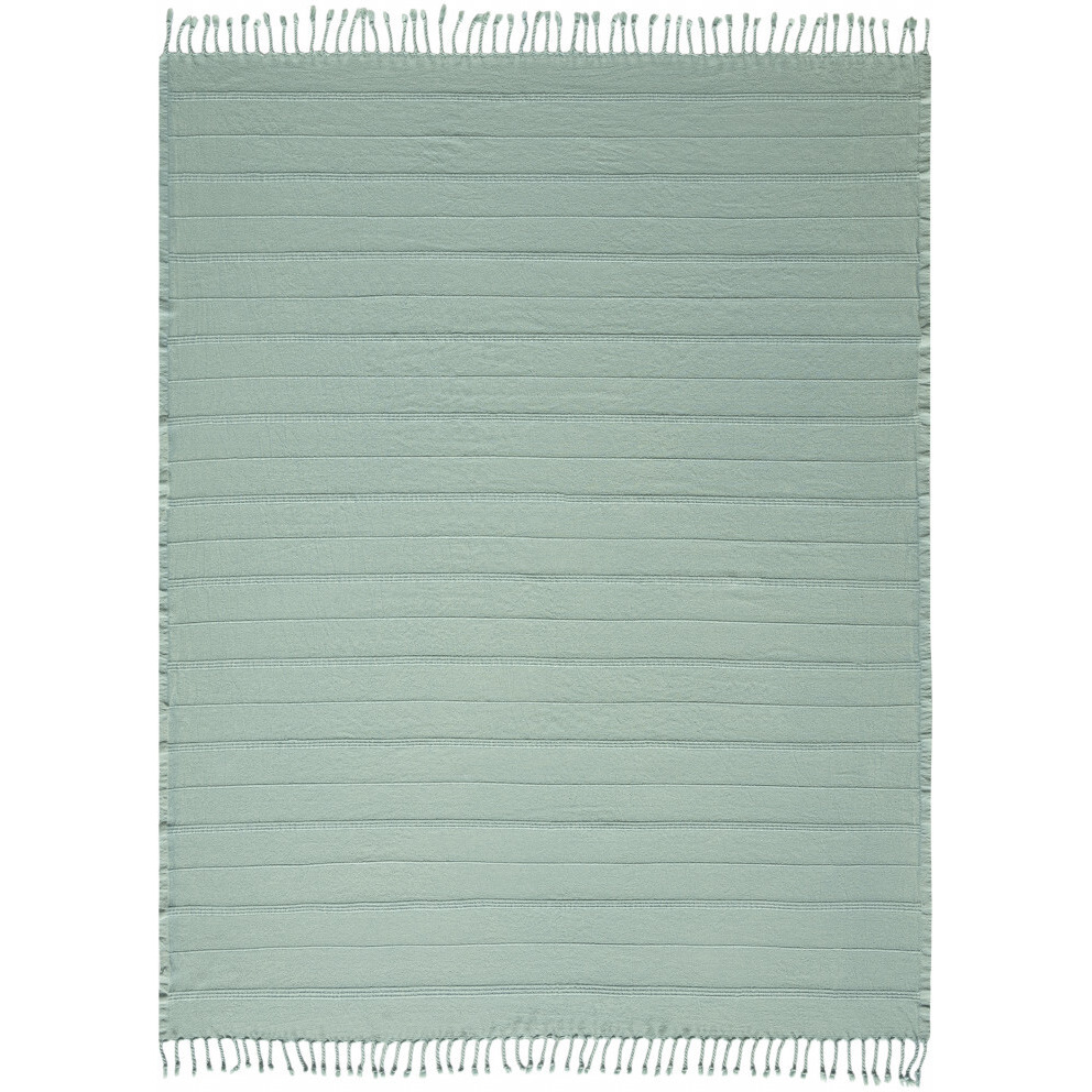 green Woven cotton Striped Throw Blanket