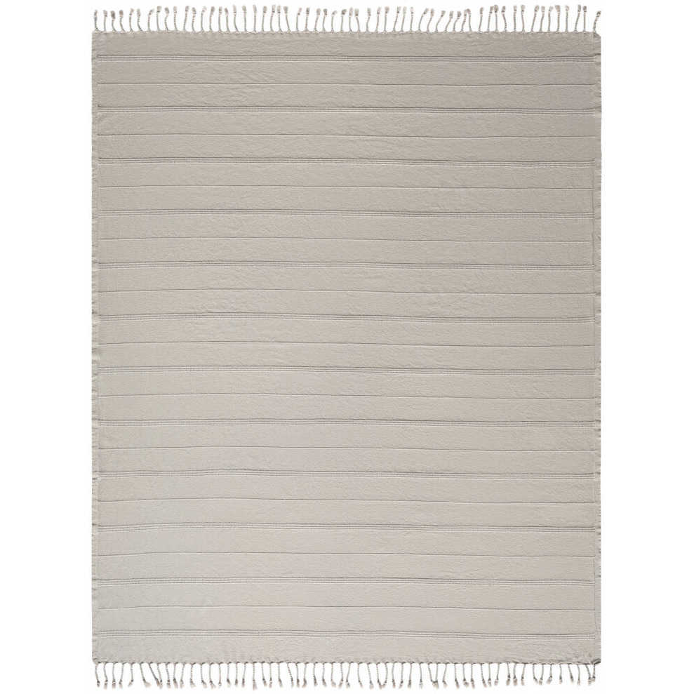 Beige Woven cotton Striped Throw Blanket