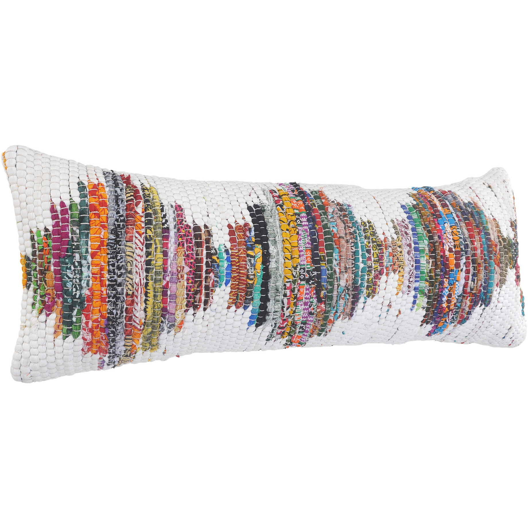 14 X 36 White Red Blue Orange And green 100% cotton geometric Zippered Pillow