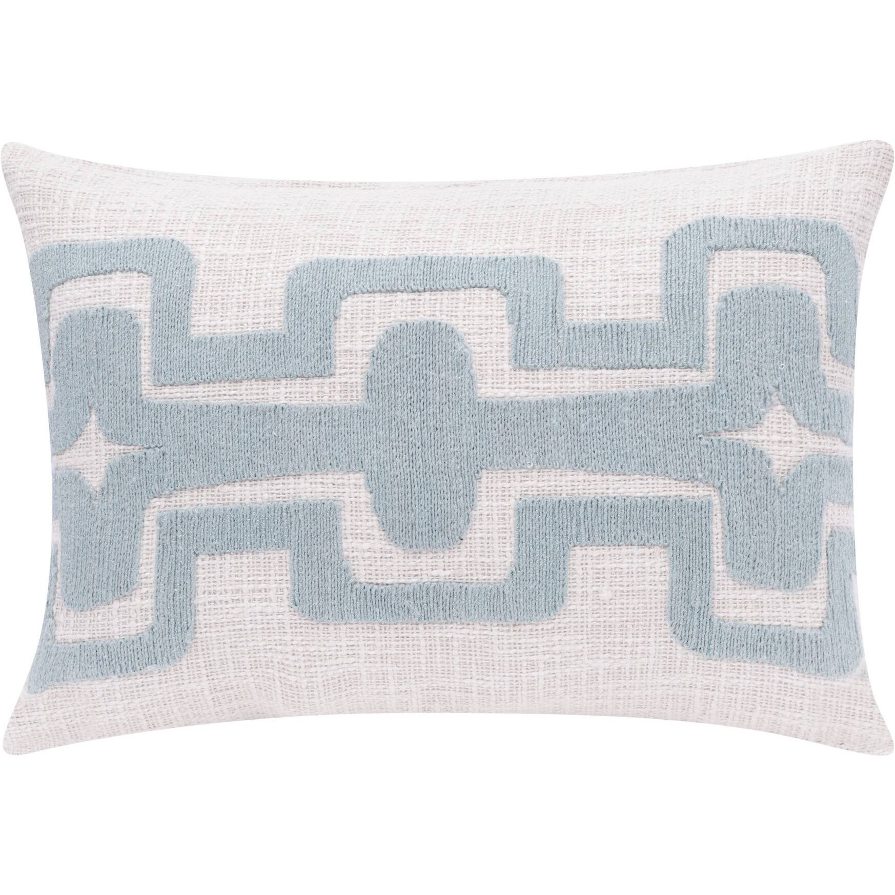 16 X 24 Light Blue And Ivory 100% cotton geometric Zippered Pillow