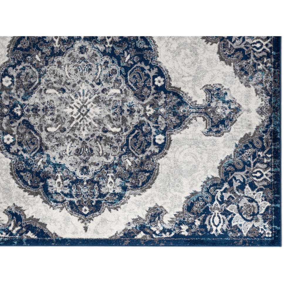 2' x 3' Blue and Gray Medallion Power Loom Area Rug