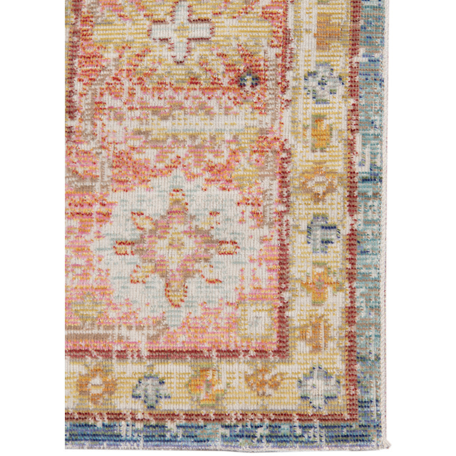2' x 3' Blue and Pink Oriental Power Loom Distressed Area Rug