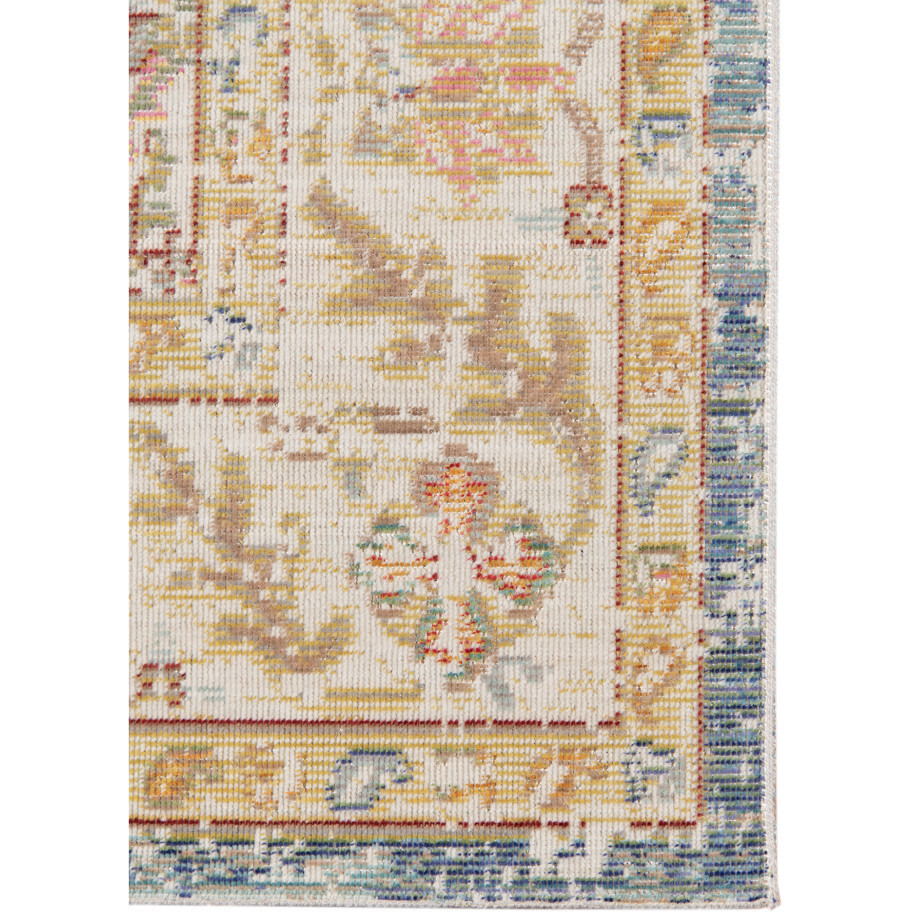 2' x 3' Blue and Ivory Oriental Power Loom Distressed Area Rug