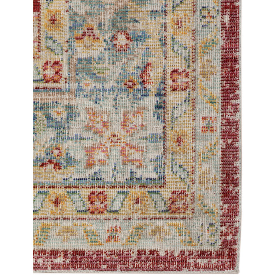2' x 3' Blue and Yellow Medallion Power Loom Distressed Area Rug
