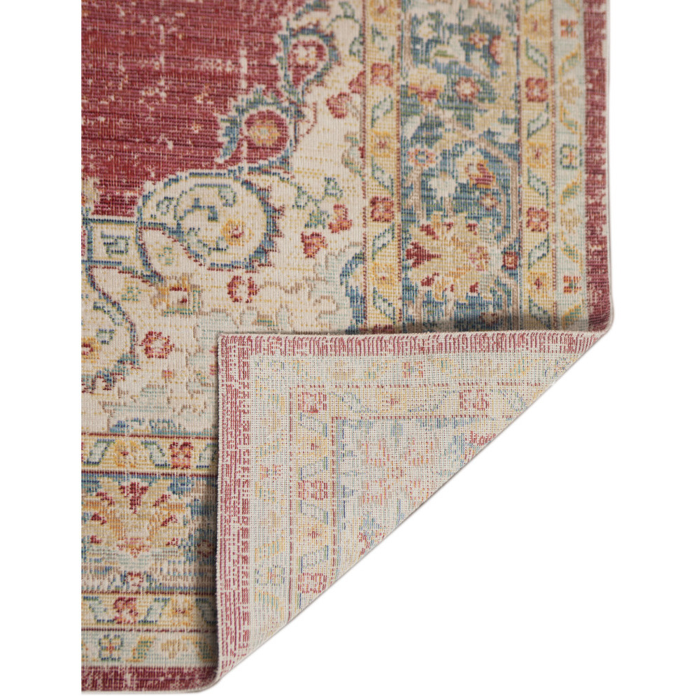 2' x 3' Blue and Yellow Medallion Power Loom Distressed Area Rug