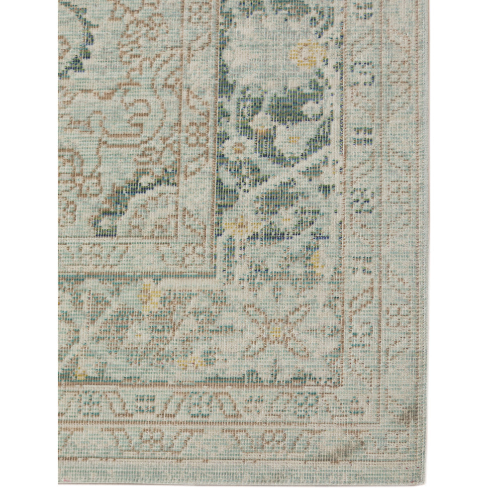 2' x 3' Green and Brown Medallion Power Loom Distressed Area Rug