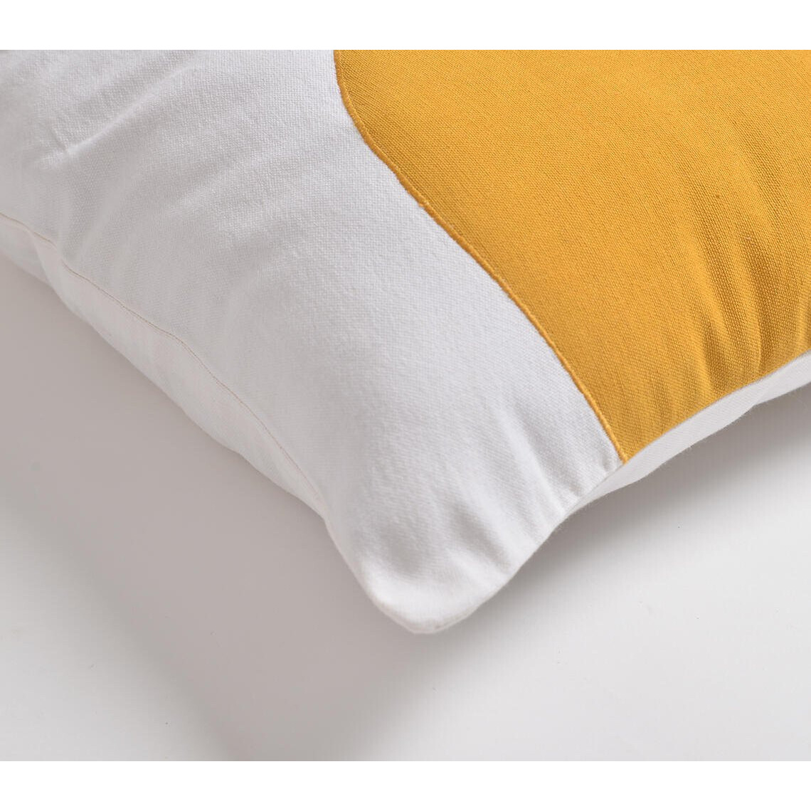 18" X 18" White and Gold Boho Cotton Pillow Cover With Embroidery