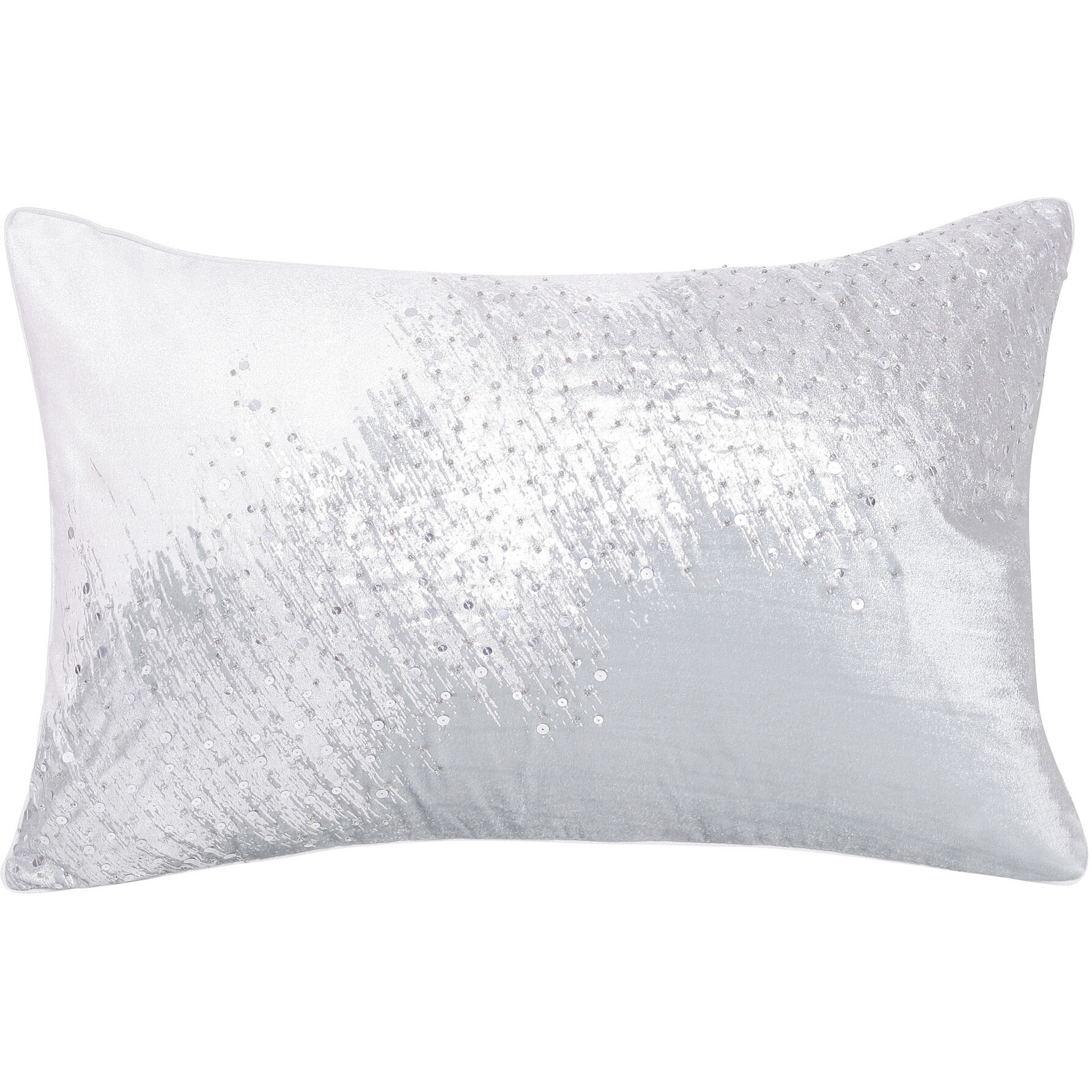 16" X 24" Ivory Abstract Polyester Zippered Pillow With Beads