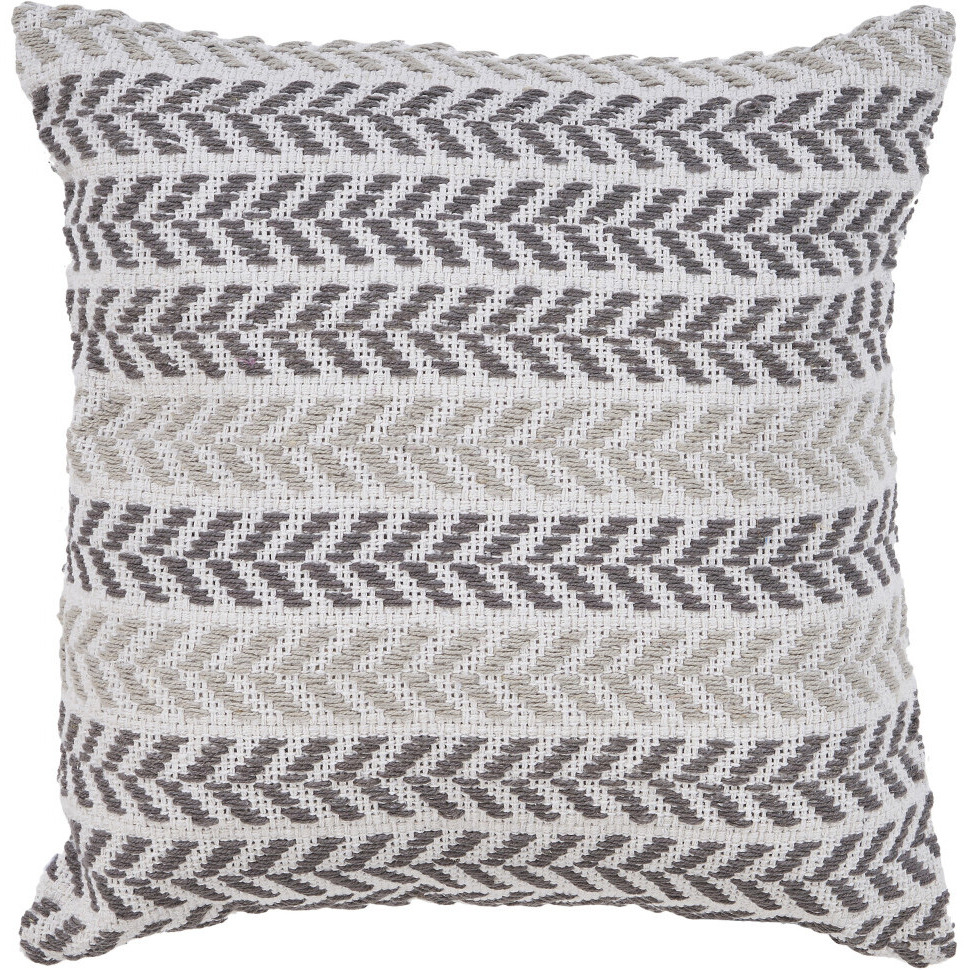 Set of Two 18" X 18" Gray Beach Chevron Cotton Zippered Pillow