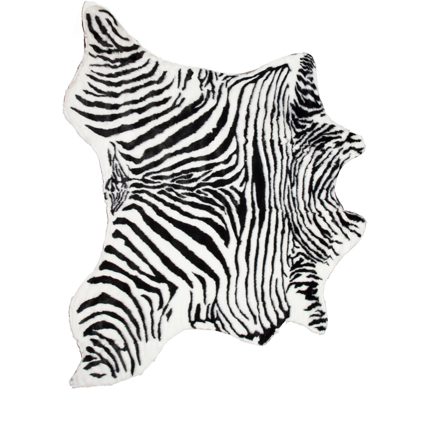 4' x 5' Black and White Faux Fur Printed Area Rug