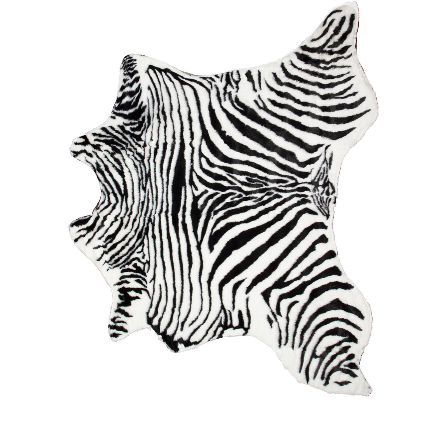 4' x 5' Black and White Faux Fur Printed Area Rug