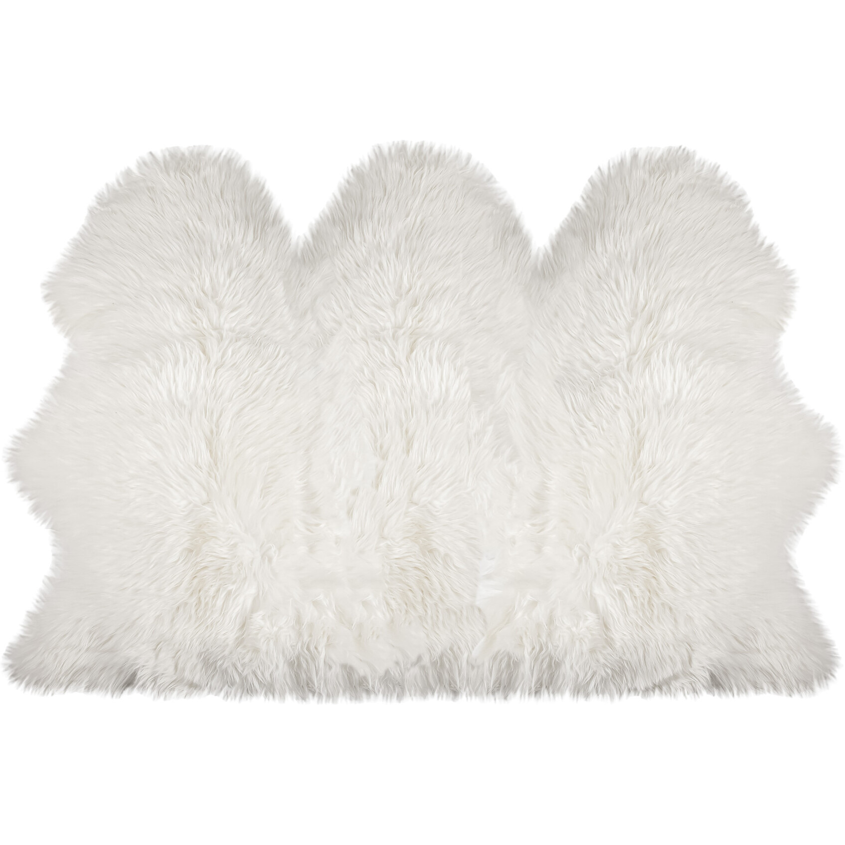 3' X 5' Off White Faux Sheepskin Printed Area Rug