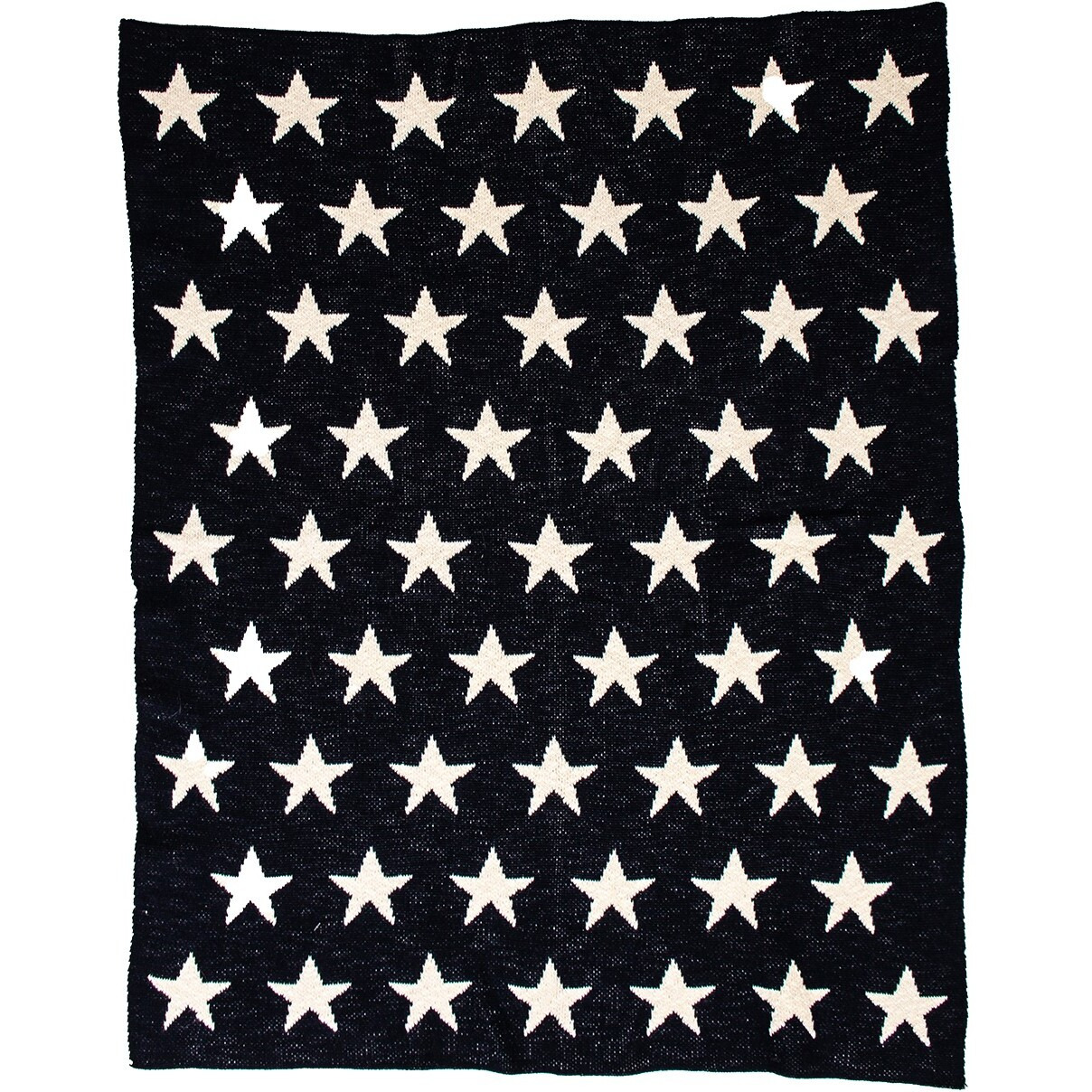 Navy Blue And White Stars Knitted Baby Blanket