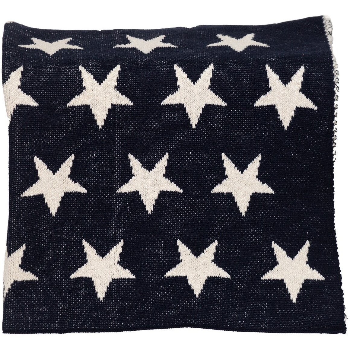 Navy Blue And White Stars Knitted Baby Blanket