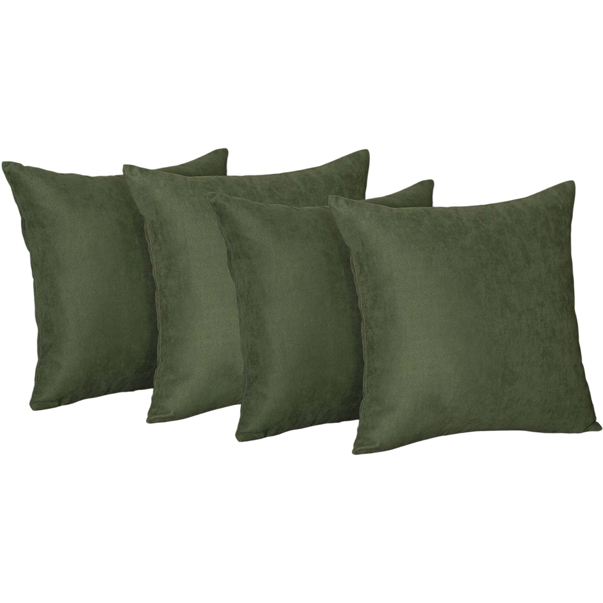 Set Of Four 20" X 20" Fern Green Polyester Zippered Pillow Cover