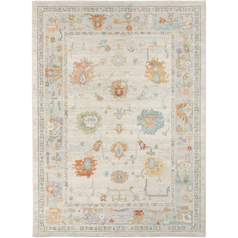 2' X 3' Blue and Orange Floral Stain Resistant Indoor Outdoor Area Rug