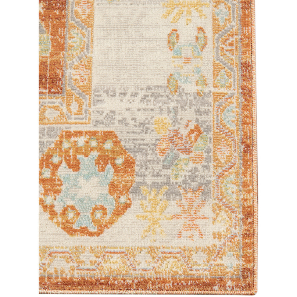 2' X 3' Blue and Orange Floral Stain Resistant Indoor Outdoor Area Rug