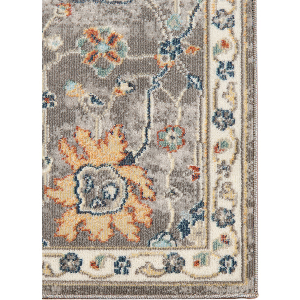 2' X 3' Blue and Orange Floral Stain Resistant Indoor Outdoor Area Rug