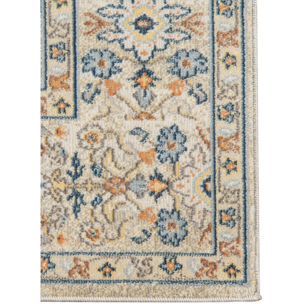2' X 3' Blue and Orange Medallion Stain Resistant Indoor Outdoor Area Rug