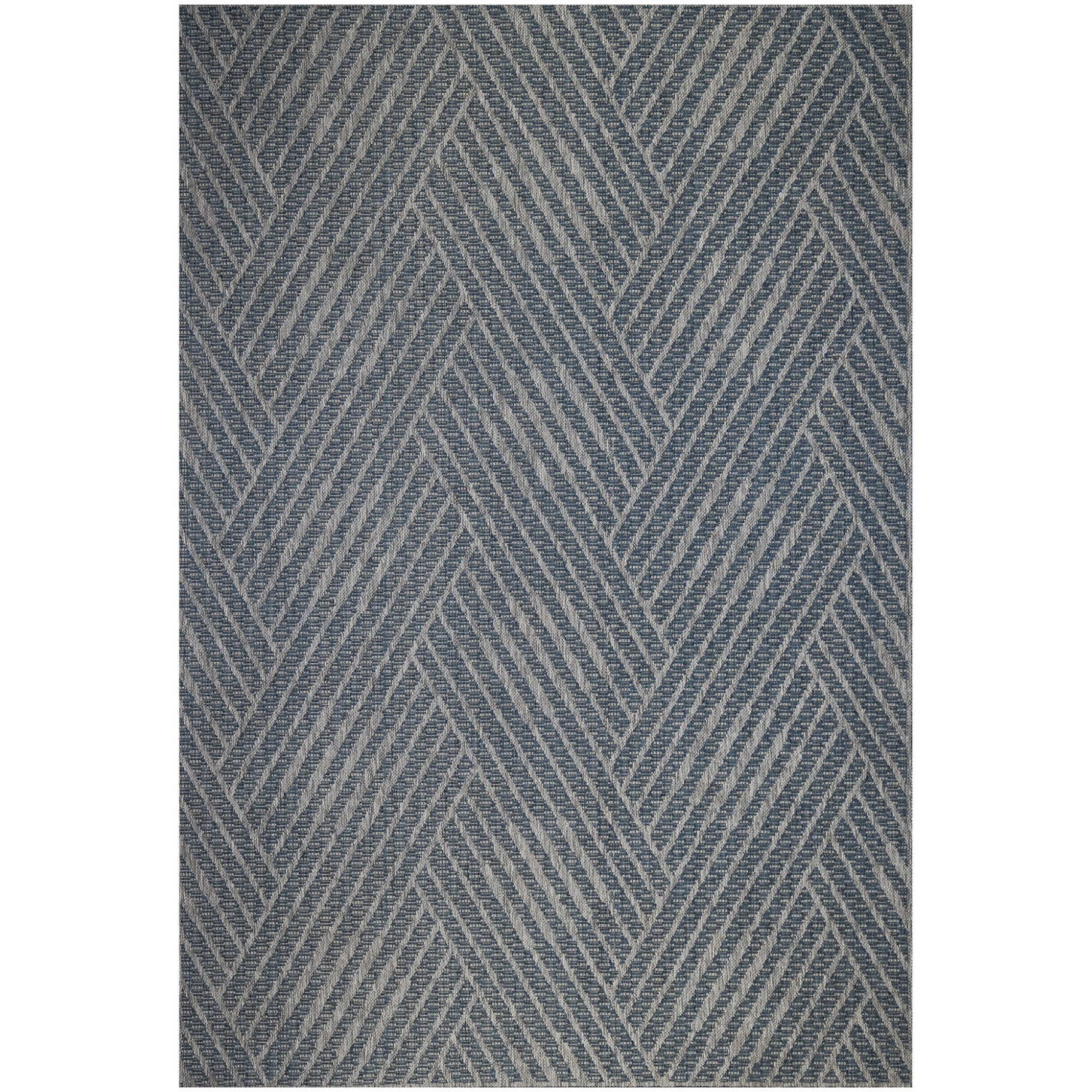 2' X 3' Gray and Blue Geometric Stain Resistant Indoor Outdoor Area Rug