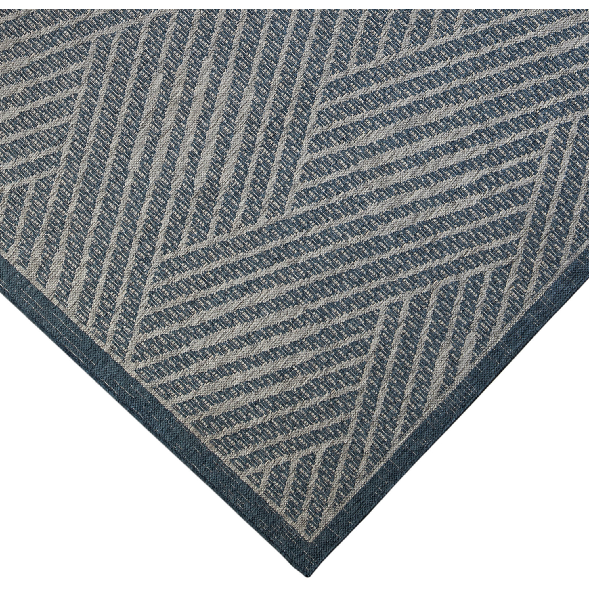 2' X 3' Gray and Blue Geometric Stain Resistant Indoor Outdoor Area Rug
