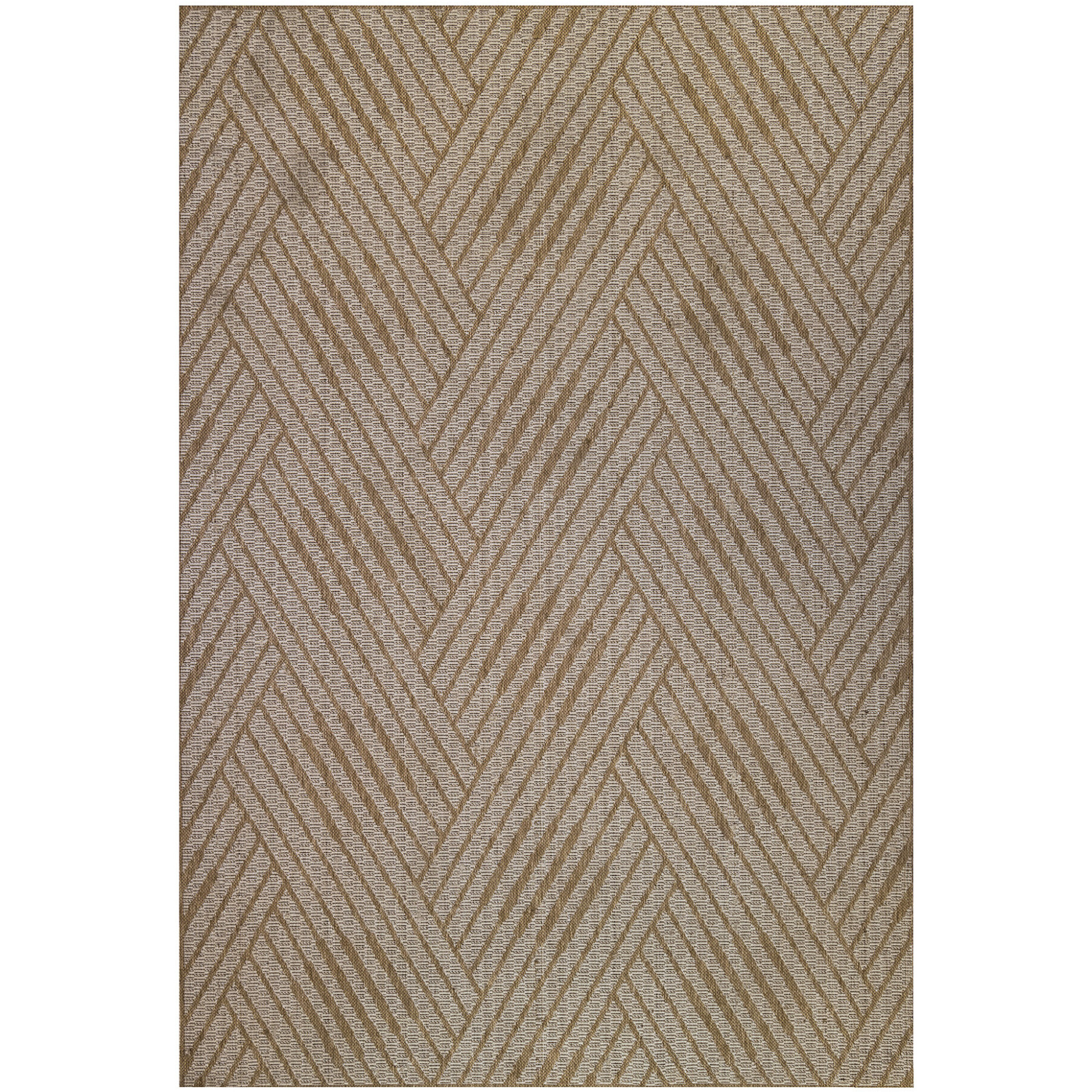 2' X 3' Beige Geometric Stain Resistant Indoor Outdoor Area Rug