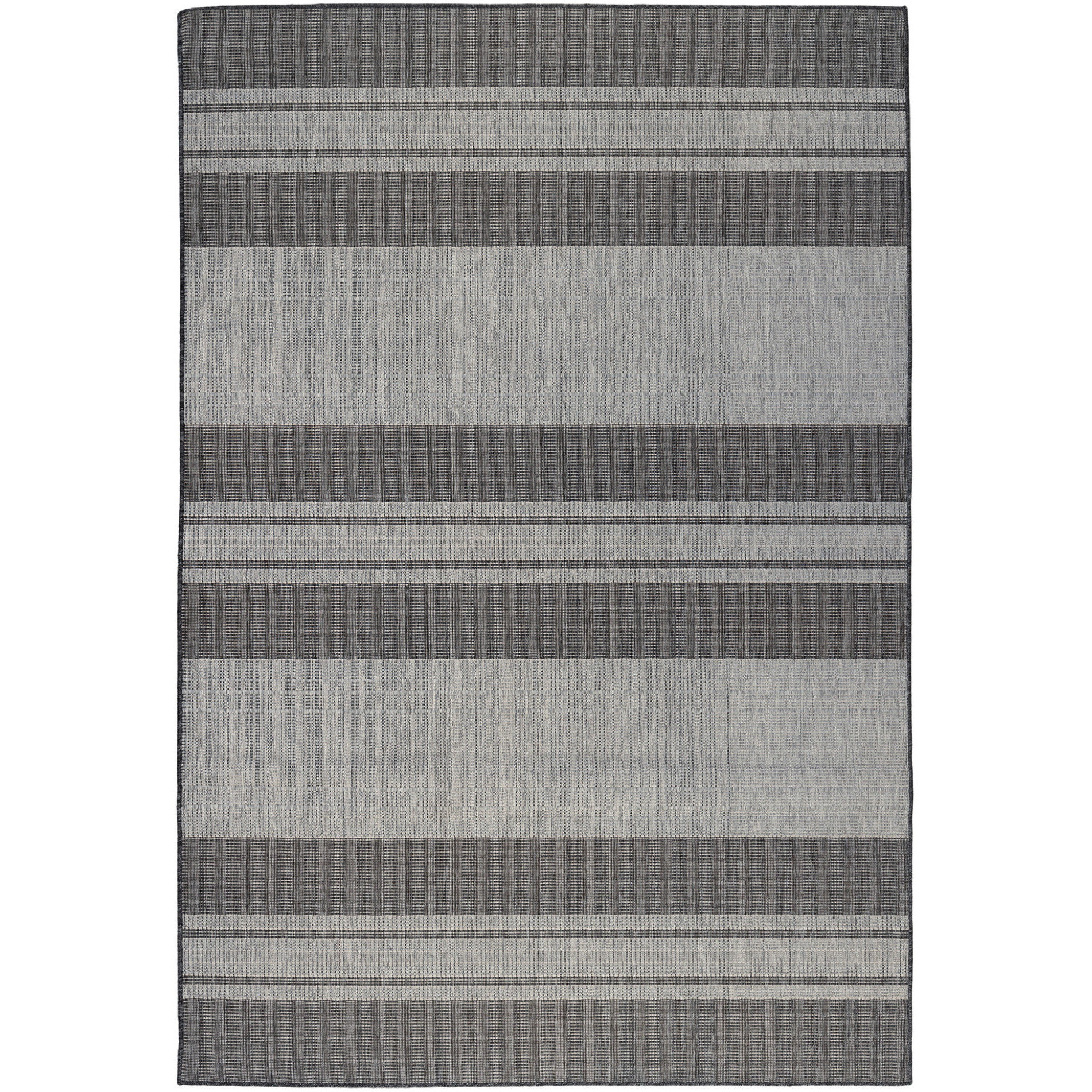 2' X 3' Blue and Gray Striped Stain Resistant Indoor Outdoor Area Rug