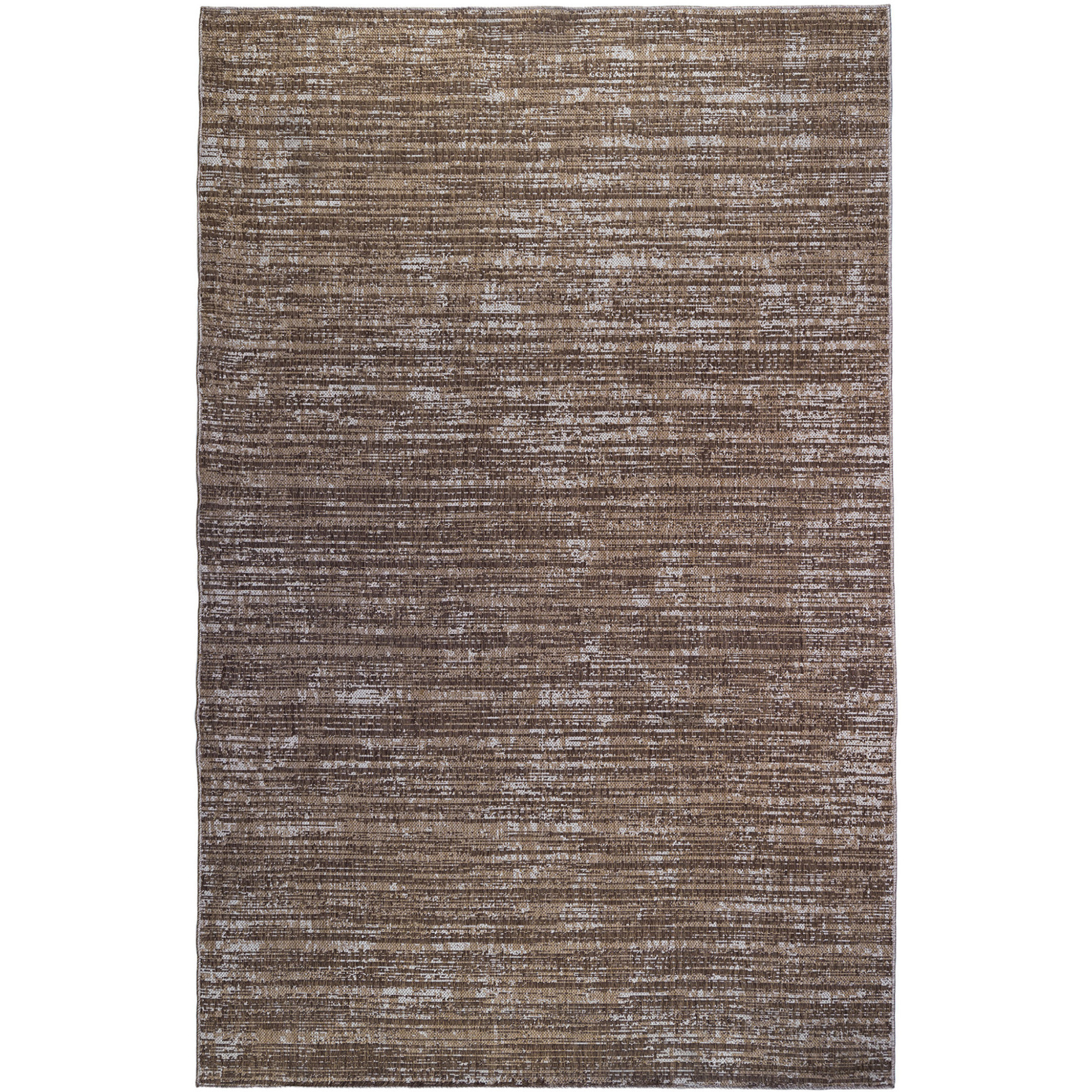 2' X 3' Brown and Ivory Striped Stain Resistant Indoor Outdoor Area Rug