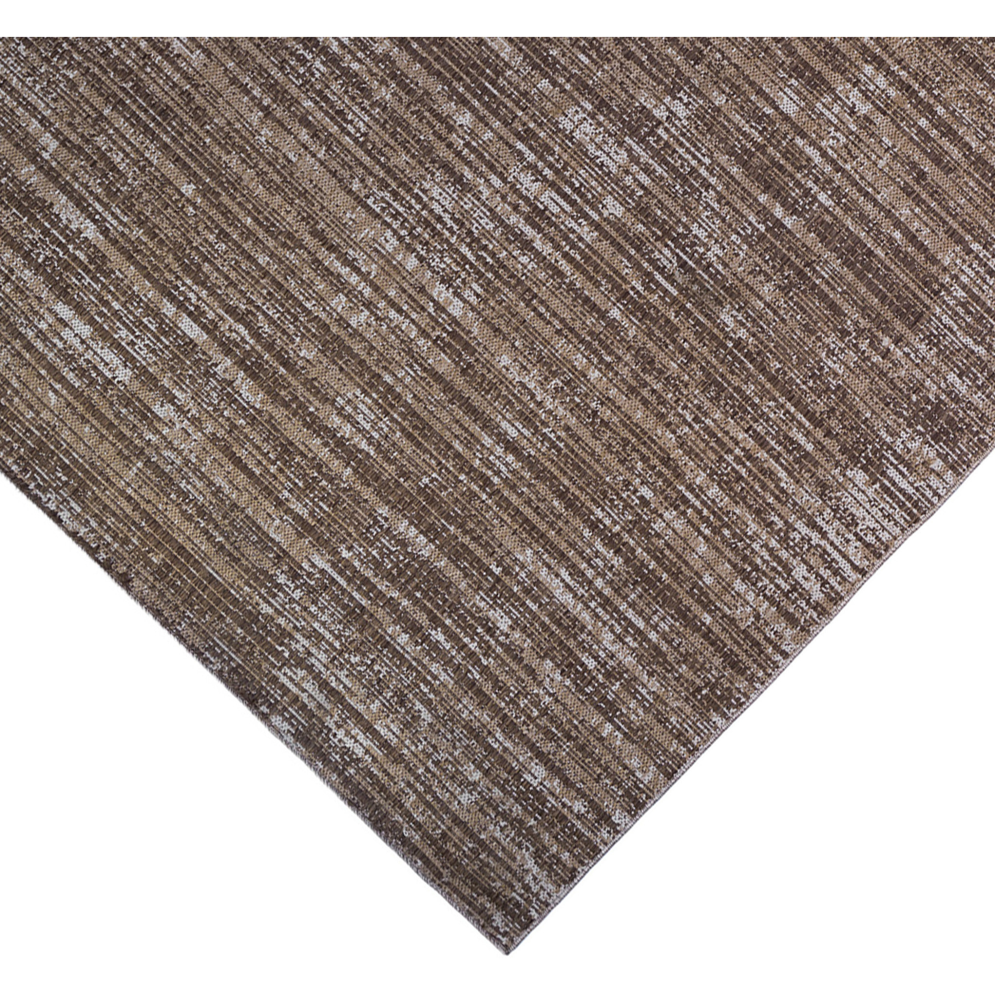 2' X 3' Brown and Ivory Striped Stain Resistant Indoor Outdoor Area Rug