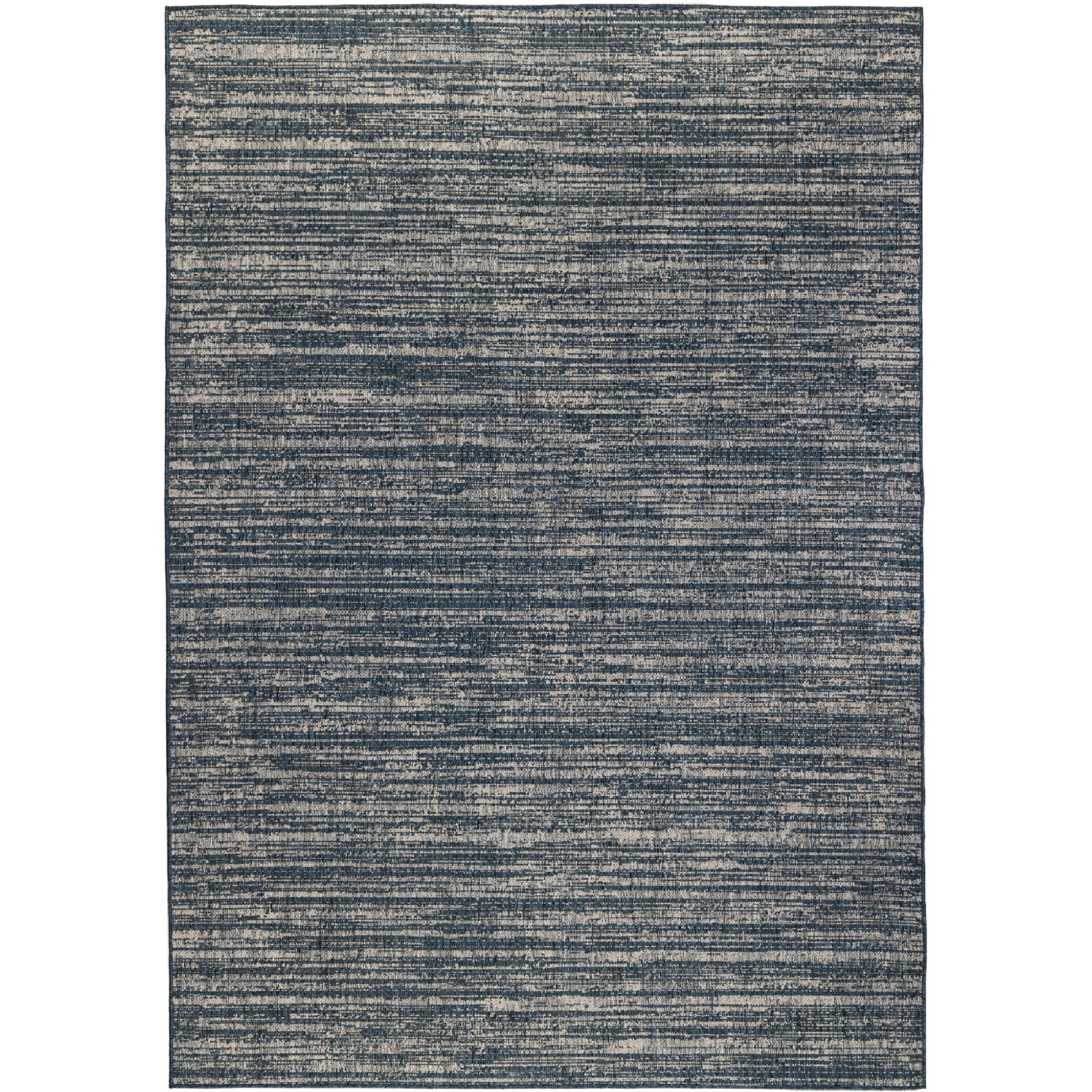 2' X 3' Gray and Blue Striped Stain Resistant Indoor Outdoor Area Rug