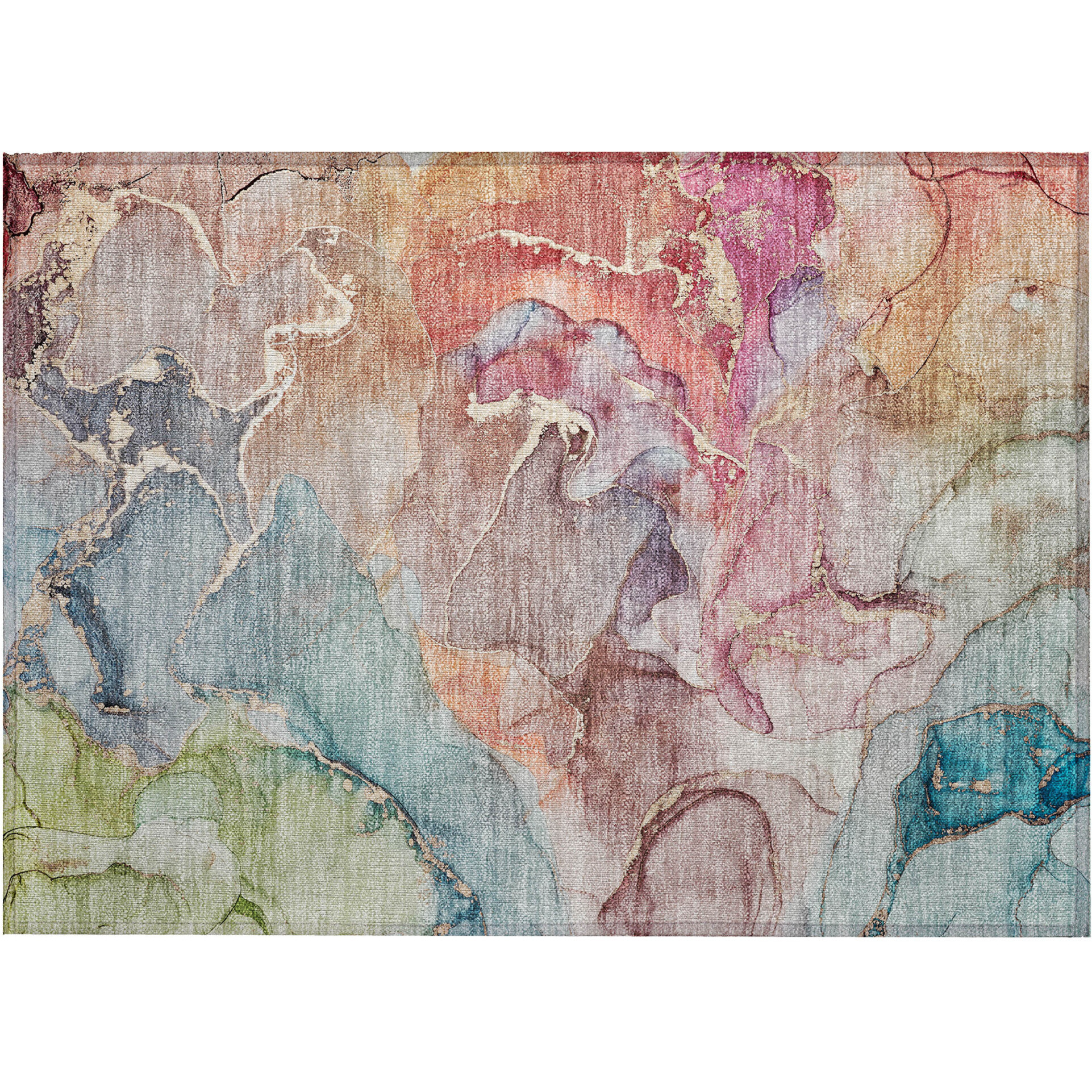 2' X 3' Blue Abstract Washable Non Skid Indoor Outdoor Area Rug