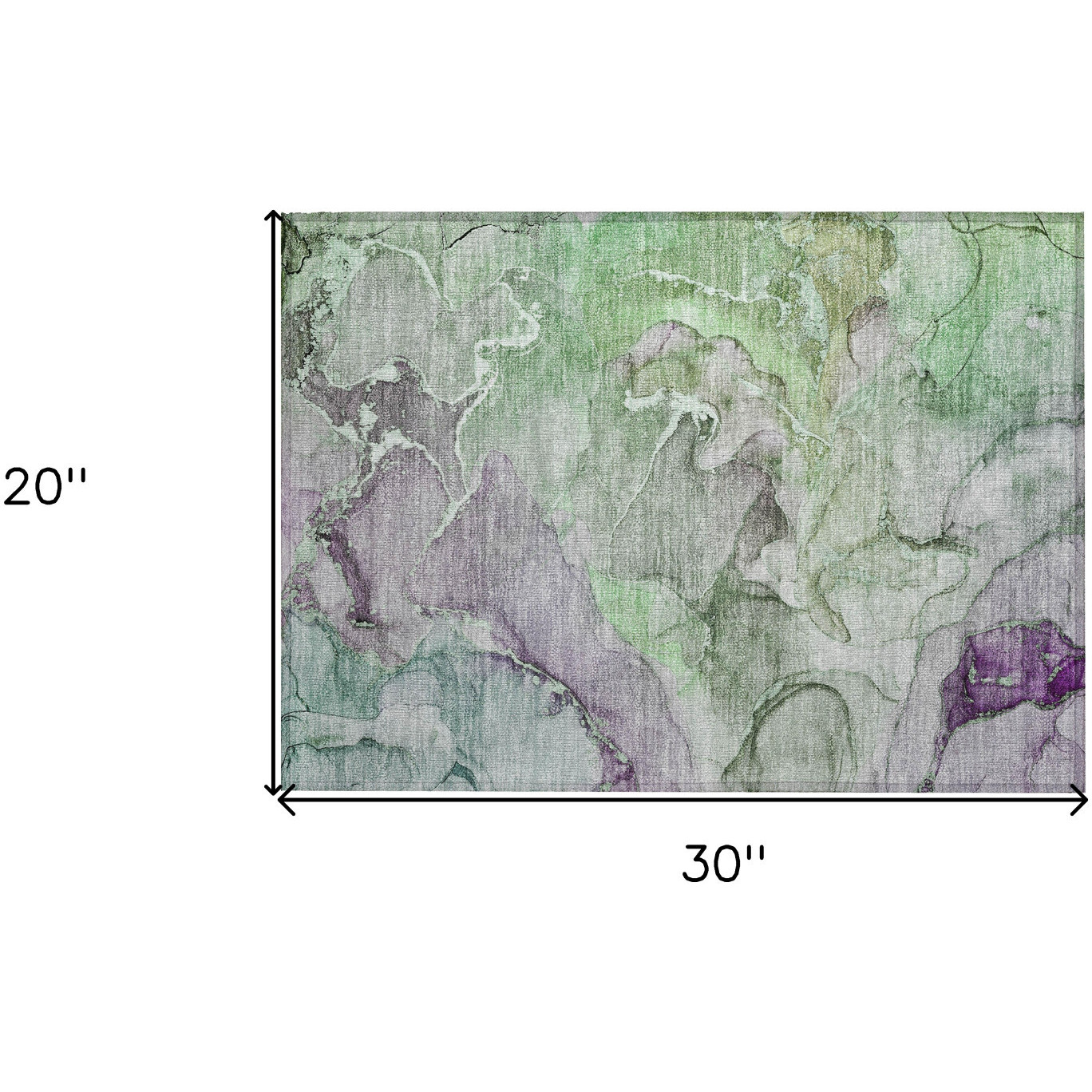 2' X 3' Green and Purple Abstract Washable Indoor Outdoor Area Rug
