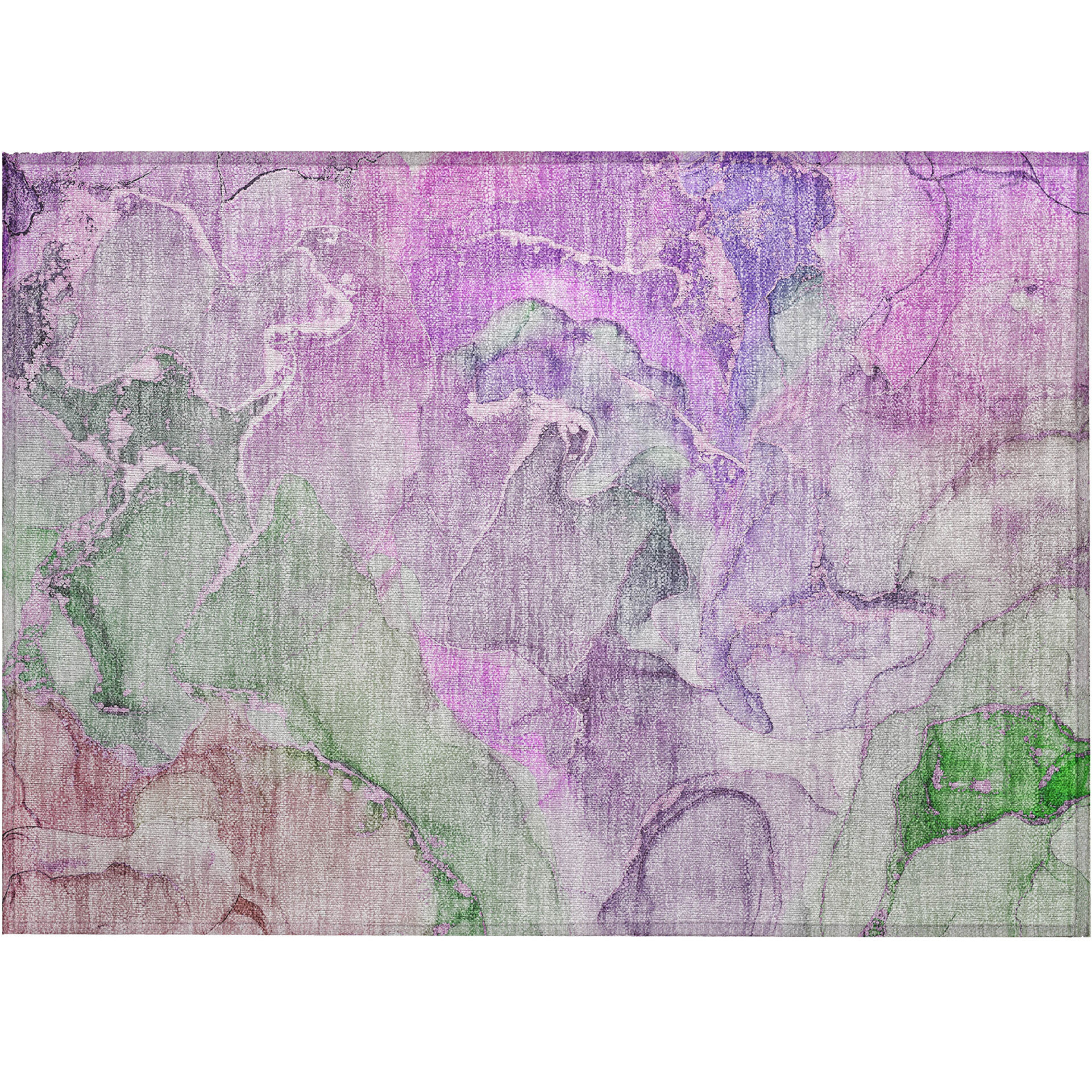 2' X 3' Purple Abstract Washable Non Skid Indoor Outdoor Area Rug