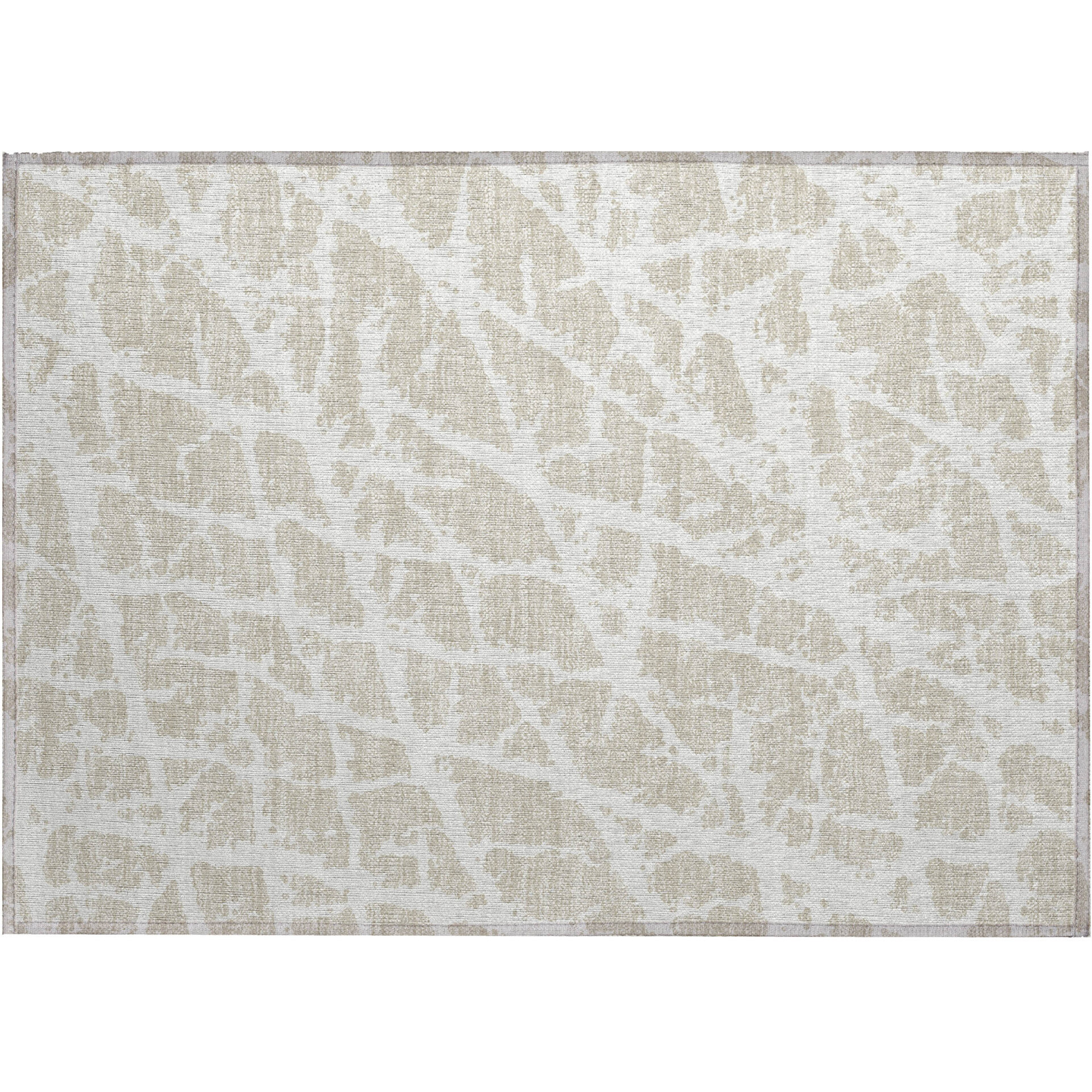2' X 3' Beige and Ivory Abstract Washable Non Skid Indoor Outdoor Area Rug