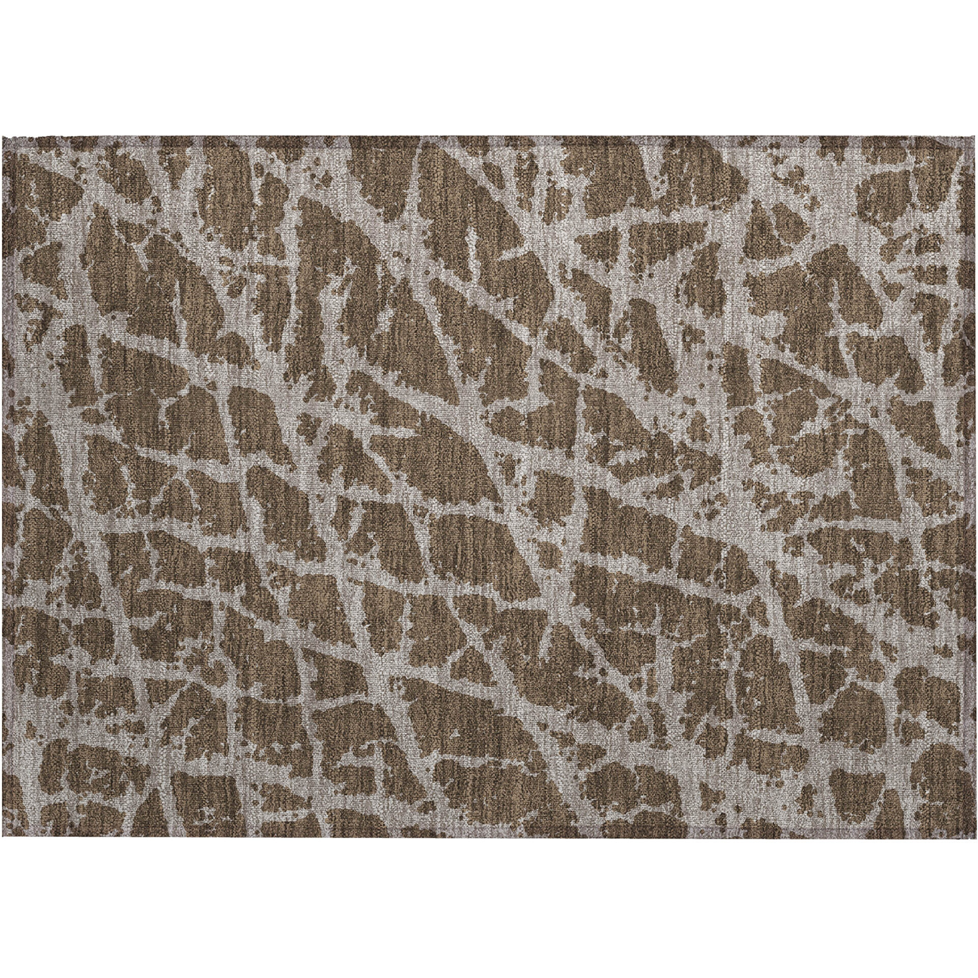 2' X 3' Brown Abstract Washable Non Skid Indoor Outdoor Area Rug