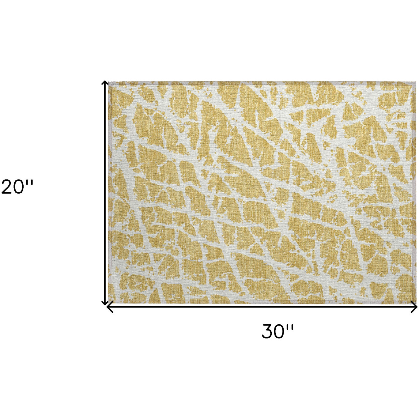 2' X 3' Gold and White Abstract Washable Non Skid Indoor Outdoor Area Rug