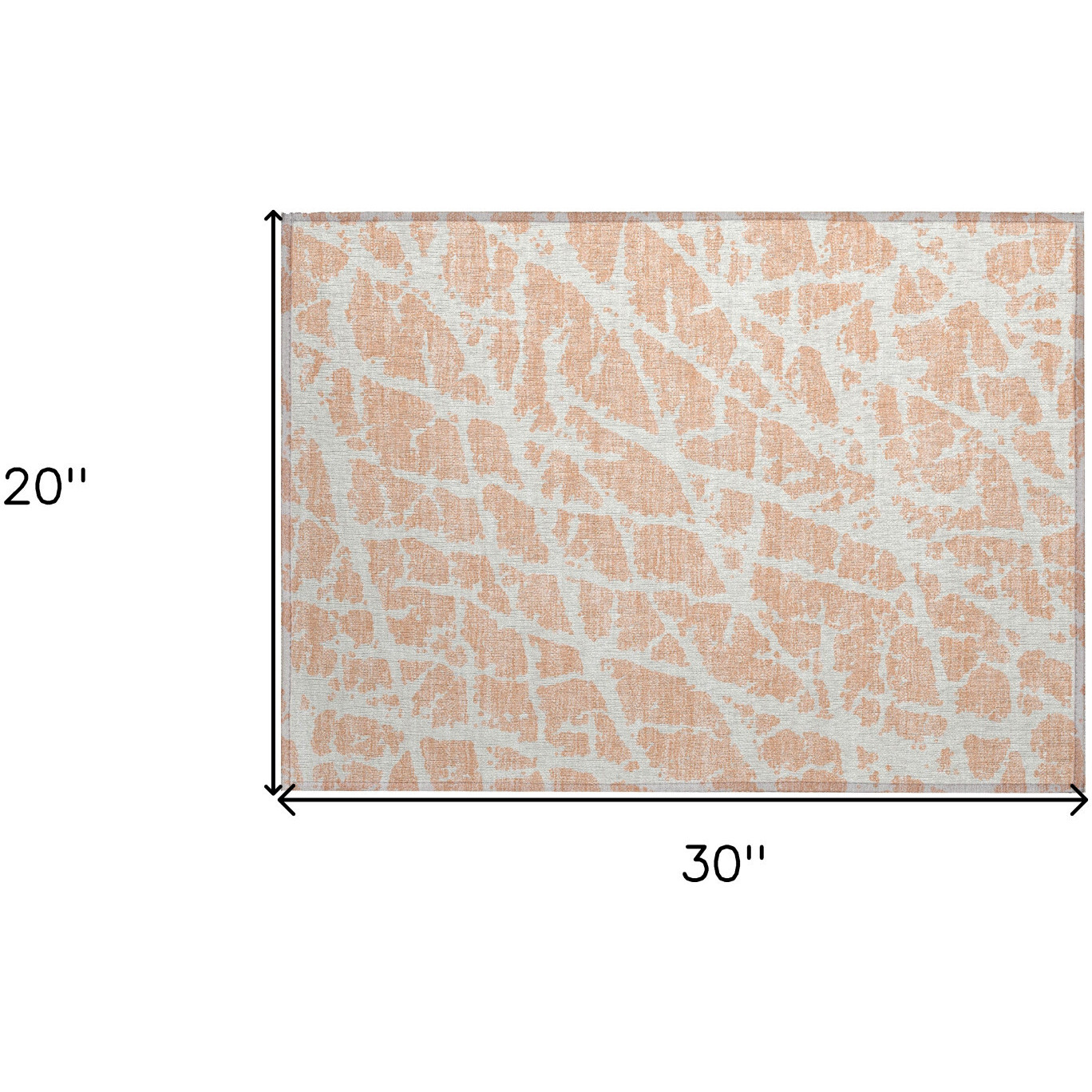 2' X 3' Peach and Ivory Abstract Washable Non Skid Indoor Outdoor Area Rug